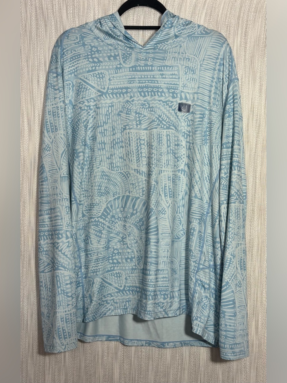 Men's Avid KINETIK HOODIE Light Blue Patterned Hooded Long-Sleeve Shirt
